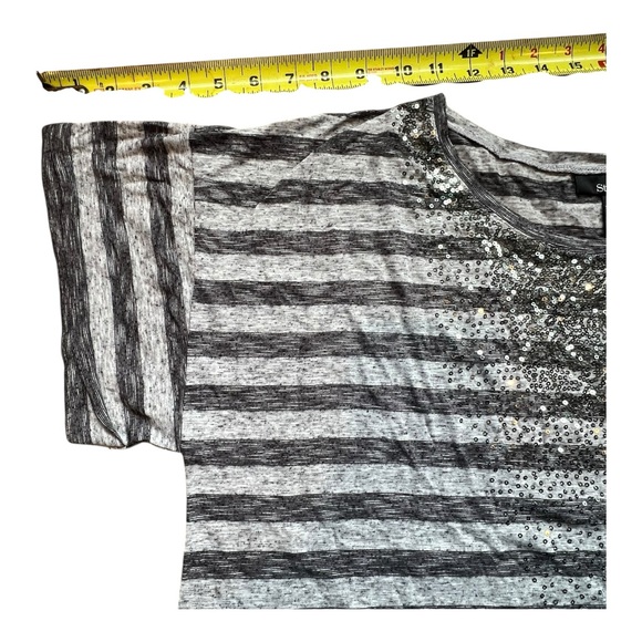 Style & Co. Woman’s Black and Gray Stripped Sequined Short Sleeve Tee Size XL - Picture 11 of 12